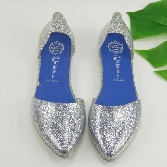 Jeffrey Campbell Womens Love DOrsay Flat Size 8 Silver Glitter Jelly SlipOn Shoe - Picture 12 of 12